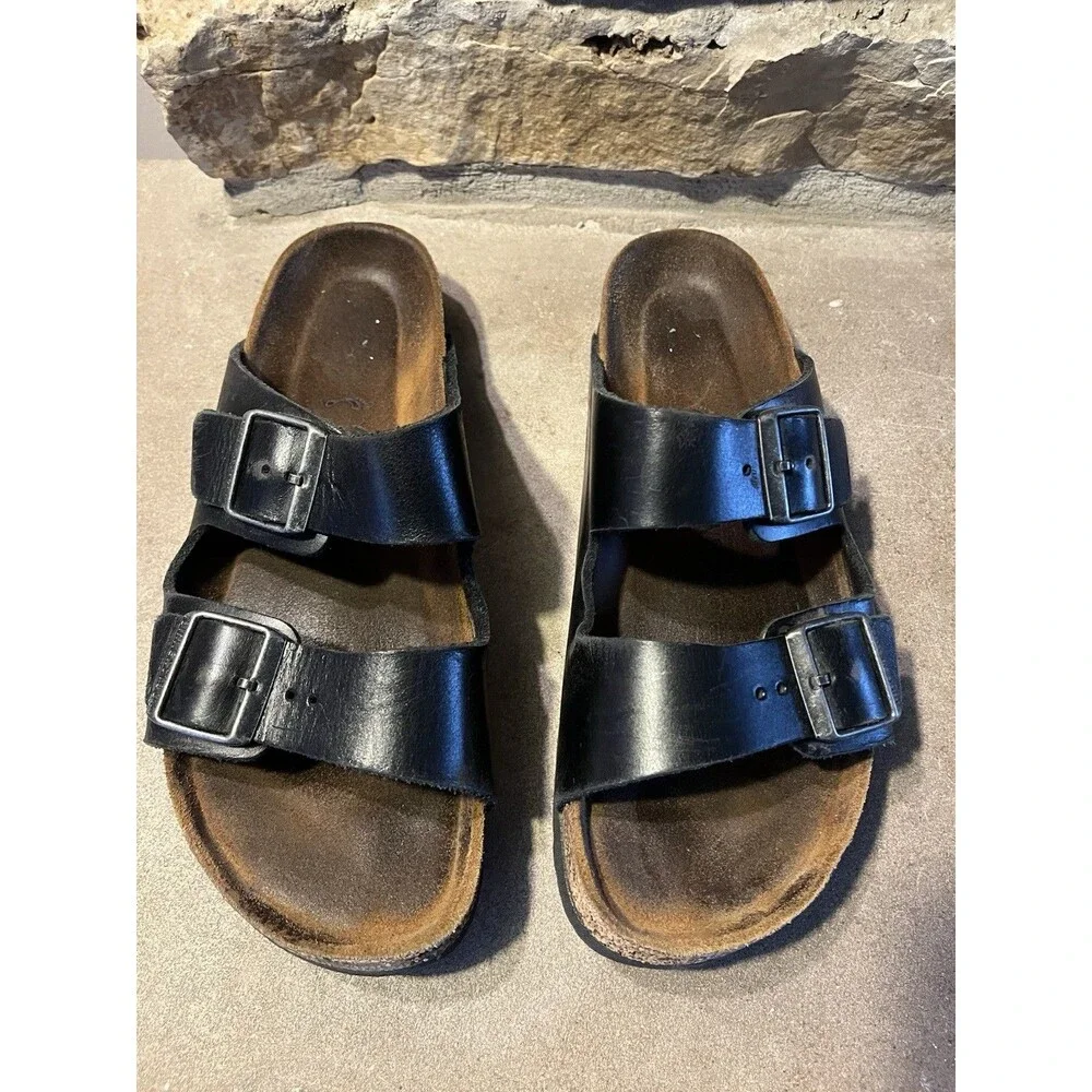 Birkenstock Arizona - Double Buckle Black Oiled Leather EU 41 (Unisex W 10 M 8) - Picture 1 of 9